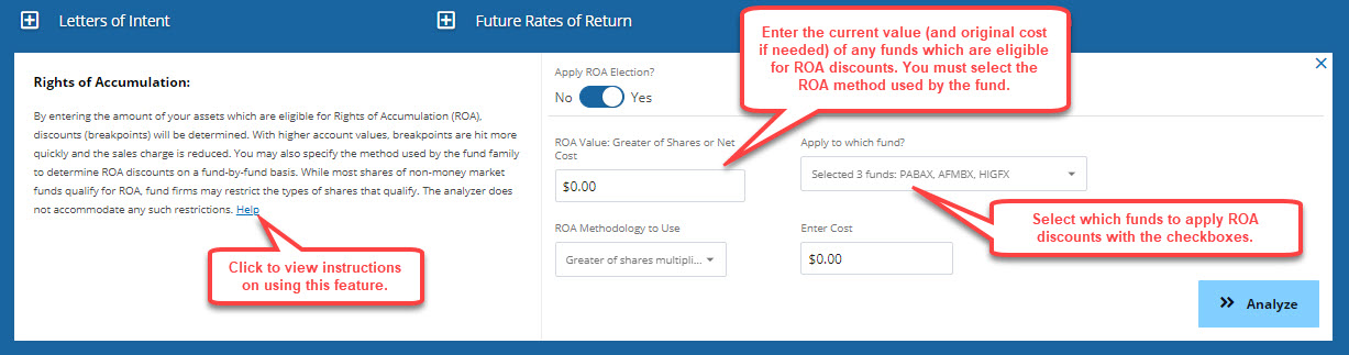 fund analyzer advanced options