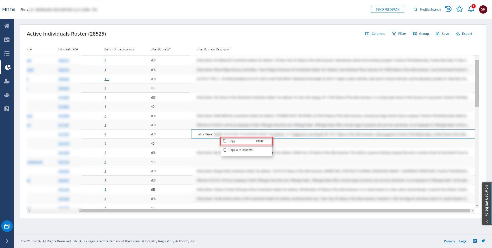FINRA Gateway Other Business Decisions - Active Individuals Roster