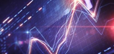 Financial chart on LCD display stock photo